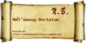 Nádassy Bertalan névjegykártya